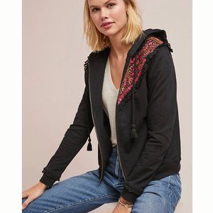 Anthropologie Embroidered Terry Hoodie